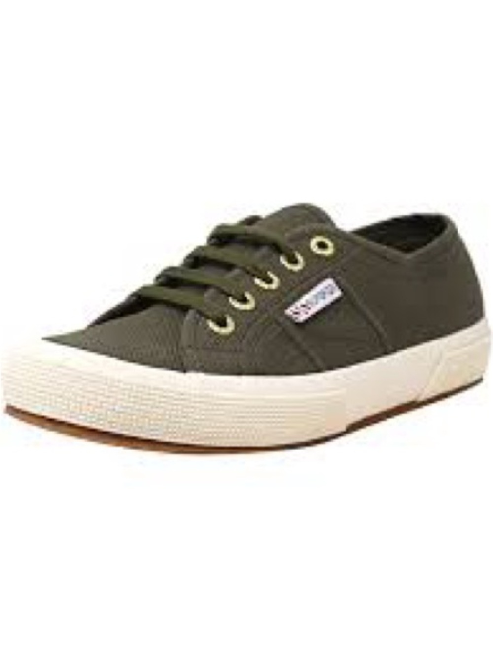 Superga Olive Green Canvas Low-Top Sneaker with Cream Sole